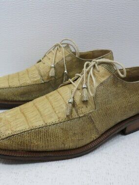 David Eden Genuine Crocodile Hand Made Oxfords Footwear Zapatos Mustard 9 M
